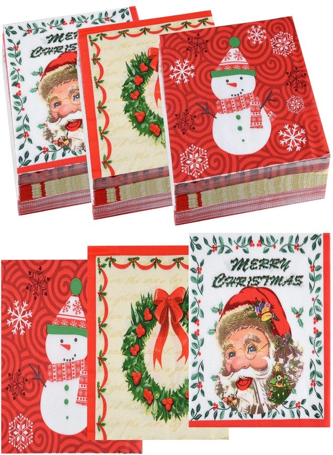 ASTARON 60 Pack Christmas Napkins 3 Designs, Disposable Paper Cocktail Napkins Bulk Christmas Decorative Napkins for Holiday Dinner Christmas Party Supplies - Image 1
